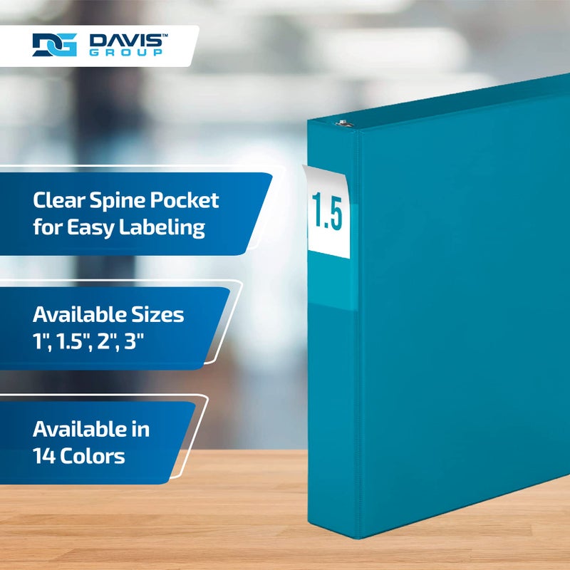 Davis Group Premium Economy 6-Pack 3-Ring Binders for School or Office, D-Ring Binders, 1.5 Inch, Turquoise - Image 4
